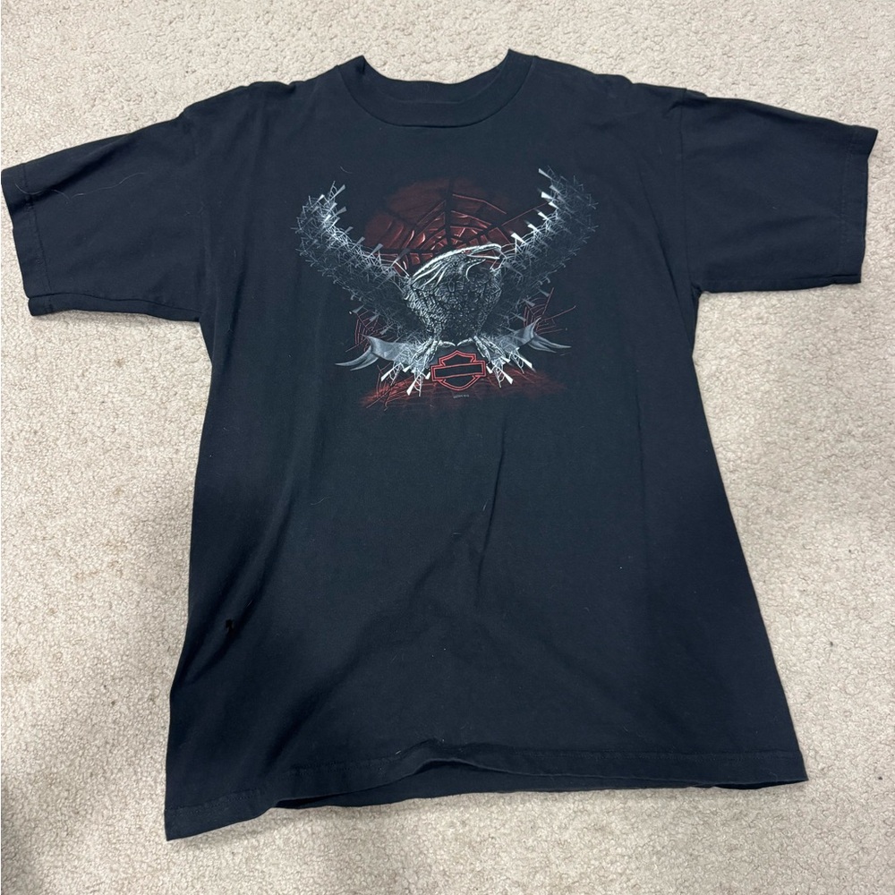 Vintage Harley-Davidson Black Tee with Eagle Graphic